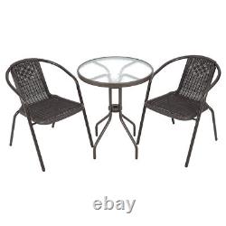 1/3/5 Piece Grey Rattan Bistro Set Table & Chairs Patio Outdoor Garden Furniture