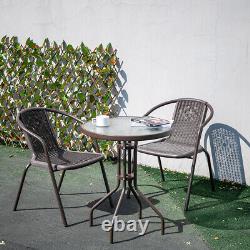 1/3/5 Piece Grey Rattan Bistro Set Table & Chairs Patio Outdoor Garden Furniture