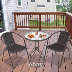 1/3/5 Piece Grey Rattan Bistro Set Table & Chairs Patio Outdoor Garden Furniture