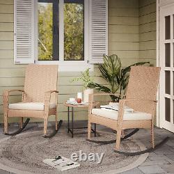 1/3 PCs Rattan Garden Patio Furniture Set Coffee Table&Wicker Rocking Chairs