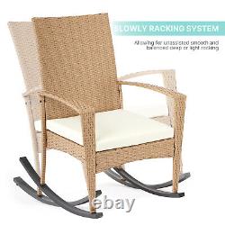 1/3 PCs Rattan Garden Patio Furniture Set Coffee Table&Wicker Rocking Chairs