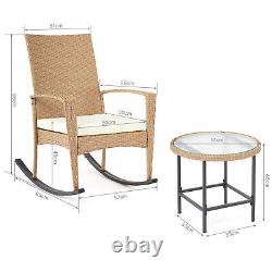 1/3 PCs Rattan Garden Patio Furniture Set Coffee Table&Wicker Rocking Chairs