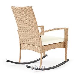 1/3 PCs Rattan Garden Patio Furniture Set Coffee Table&Wicker Rocking Chairs