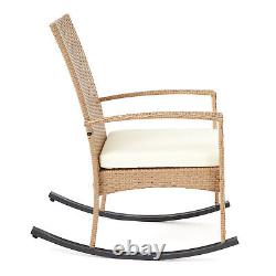 1/3 PCs Rattan Garden Patio Furniture Set Coffee Table&Wicker Rocking Chairs