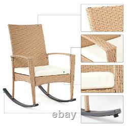 1/3 PCs Rattan Garden Patio Furniture Set Coffee Table&Wicker Rocking Chairs