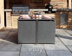 10 Seater Cube Rattan Outdoor Patio Garden Dining Furniture 6 Chairs + 4 Stools