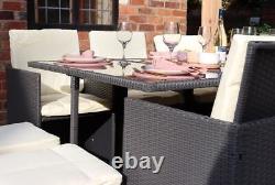 10 Seater Cube Rattan Outdoor Patio Garden Dining Furniture 6 Chairs + 4 Stools