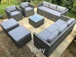 10 Seater Rattan Sofa Set Rattan Garden Furniture Patio Set 2 FREE COVERS