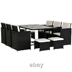 11pc Rattan Dining Set Garden Furniture Wicker Patio Conservatory Table Chairs