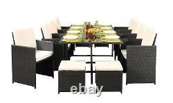 12 Seater Rattan Outdoor Garden Furniture Set 8 Chairs 4 Stools & Dining Table