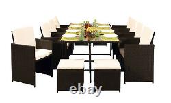 12 Seater Rattan Outdoor Garden Furniture Set 8 Chairs 4 Stools & Dining Table