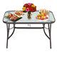 120cm 4/6seater Garden Glass Top Table Outdoor Furniture Patio Cafe Bistro Table