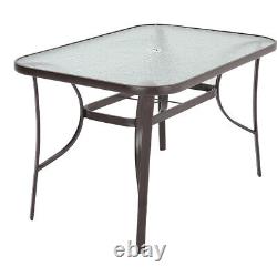 120cm 4/6Seater Garden Glass Top Table Outdoor Furniture Patio Cafe Bistro Table