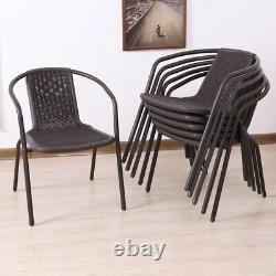 2/4/6x Garden Patio Rattan Chair Outdoor Furniture Bistro Dining Chair Stackable