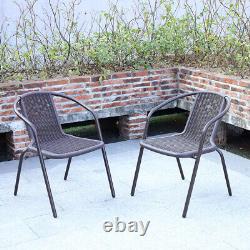 2/4/6x Garden Patio Rattan Chair Outdoor Furniture Bistro Dining Chair Stackable