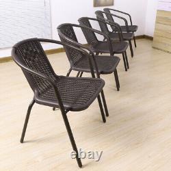 2/4/6x Garden Patio Rattan Chair Outdoor Furniture Bistro Dining Chair Stackable