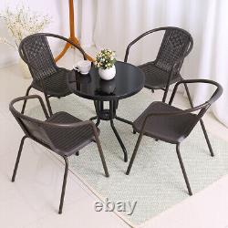 2/4/6x Garden Patio Rattan Chair Outdoor Furniture Bistro Dining Chair Stackable