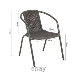 2/4/6x Garden Patio Rattan Chair Outdoor Furniture Bistro Dining Chair Stackable