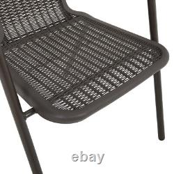 2/4/6x Garden Patio Rattan Chair Outdoor Furniture Bistro Dining Chair Stackable