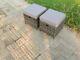 2 Pcs Small Rattan Footstool With Cushion Grey Patio Garden Furniture