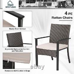 2 Piece Rattan Set Garden Chair set Furniture Cushion Bistro Wicker Brown Patio