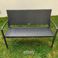 2 Seater Garden Bench Outdoor Patio Chair Furniture Park Seating Rattan Metal