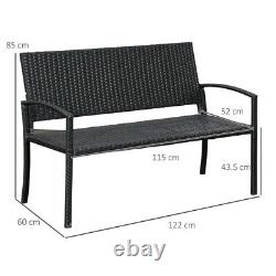 2 Seater Garden Bench Outdoor Patio Chair Furniture Park Seating Rattan Metal