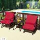 2 Seater Garden Bistro Set With Cushion Red Patio Furniture, Garden Furniture