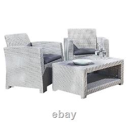 2 Seater Rattan Armchair Garden Furniture Set with Coffee Table Outdoor Patio