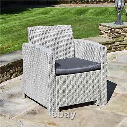2 Seater Rattan Armchair Garden Furniture Set with Coffee Table Outdoor Patio