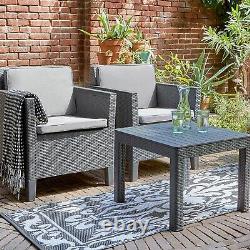 2 Seater Rattan Bistro Patio Chair Table Outdoor Garden Furniture Balcony Lounge