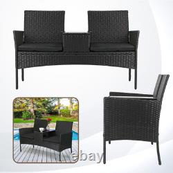 2 Seater Rattan Chair Garden Bench Furniture Set Patio Companion Love Seat Table