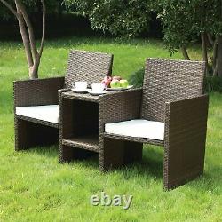 2 Seater Rattan Chairs Patio & Garden Furniture Love Seat With Table 0240