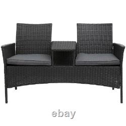 2 Seater Rattan Love Chair Garden Furniture Wicker Patio Seat Outdoor With Table