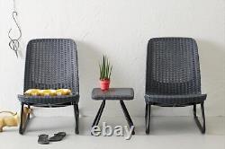 2 Seater Rio Patio Set Outdoor Garden Furniture Rattan Table Chairs Keter Graphi