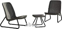 2 Seater Rio Patio Set Outdoor Garden Furniture Rattan Table Chairs Keter Graphi