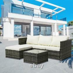 2022 Rattan Garden Furniture Outdoor 3pcs Patio Sofa Set Chairs Table (Mix Grey)