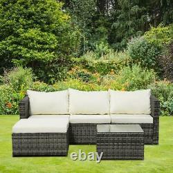 2022 Rattan Garden Furniture Outdoor 3pcs Patio Sofa Set Chairs Table (Mix Grey)