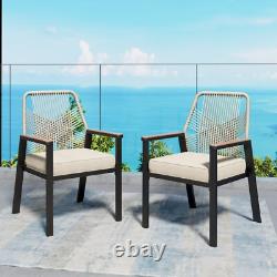 2x Patio Chair Rattan Chair Dining Chair Garden Furniture Wicker Chair WithCushion