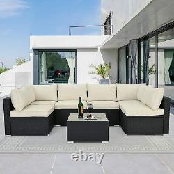 3/4/5/7x Rattan Garden Furniture Set Modern Outdoor Patio Sofa Set with Cushions