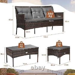 3 PCS Patio Conversation Set Outdoor PE Rattan Garden Furniture Set With Cushions