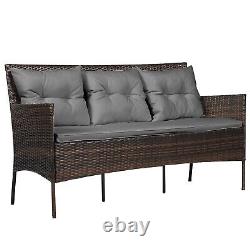 3 PCS Patio Conversation Set Outdoor PE Rattan Garden Furniture Set With Cushions