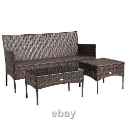 3 PCS Patio Conversation Set Outdoor PE Rattan Garden Furniture Set With Cushions