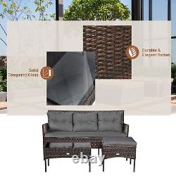 3 PCS Patio Conversation Set Outdoor PE Rattan Garden Furniture Set With Cushions