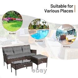 3 PCS Patio Conversation Set Outdoor PE Rattan Garden Furniture Set With Cushions