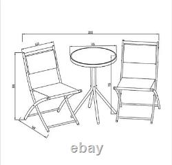 3 PIECE BISTRO SET GARDEN FURNITURE OUTDOOR PATIO DINING 2 SEATER. New