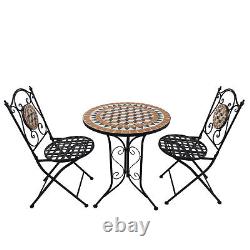 3 Pcs Mosaic Bistro Table Chair Set Patio Garden Dining Furniture Outdoor