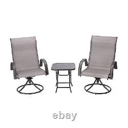 3 Pcs Outdoor Garden Furniture, Patio Bistro Set Table & 2 Chairs