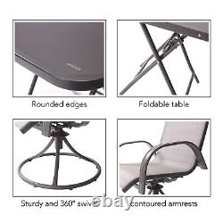 3 Pcs Outdoor Garden Furniture, Patio Bistro Set Table & 2 Chairs