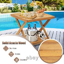 3 Pcs Patio Garden Rattan Furniture Set Solid Wood Frame Wicker Chair Table Set
